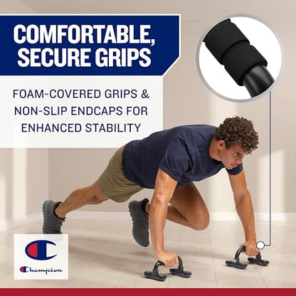 Champion Push Up Bars, Foam Grips & Non-Slip Base (Black)