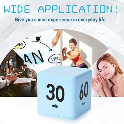 Weewooday Cube Timer, Gravity Sensor Flip Timer for ADHD, Blue - color: Blue
