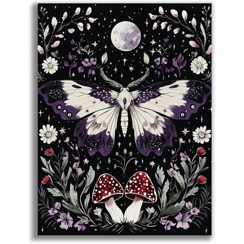 Diamond Art Kits for Adults,Moon Moth Diamond Painting Kits 12X16 Inch | 5D Diamond Art Paintings for Beginners,Round Full Drill Diamond Dot Tools Kit,Extra Diamonds,Stress Relief Craft,DIY Gift - color: Moth-0305