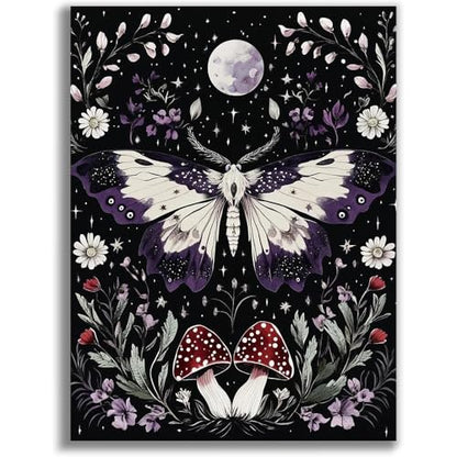 Diamond Art Kits for Adults,Moon Moth Diamond Painting Kits 12X16 Inch | 5D Diamond Art Paintings for Beginners,Round Full Drill Diamond Dot Tools Kit,Extra Diamonds,Stress Relief Craft,DIY Gift - color: Moth-0305