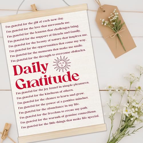 Welshower Vintage Daily Gratitude Positive Affirmations Poster Hanger Frame, Retro Motivational Wall Art Prints Decor for Home Bedroom Dorm Office Yoga Studio Framed, 12x16 Inch（pink） - color: positive words18