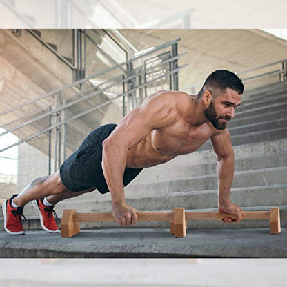 Pushup Stands - Wooden Push Up Bars Gym Gear Equipment with Anti-Slid Mat Workout Solid Exercise Women Men Portable Fitness - style: Regular