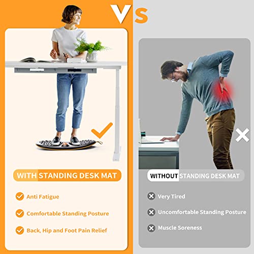 Trobing Standing Desk Mat Balance Board with Rollerball, Wooden Wobble Anti Fatigue Mat Balance Board for Standing Desk, Home Office Non-Slip Comfort Floor Mat to Relieve Foot, Knee, and Back Pain - color: C: Large Black ( 24 inch )