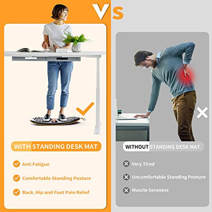 Trobing Standing Desk Mat Balance Board with Rollerball, Wooden Wobble Anti Fatigue Mat Balance Board for Standing Desk, Home Office Non-Slip Comfort Floor Mat to Relieve Foot, Knee, and Back Pain - color: C: Large Black ( 24 inch )