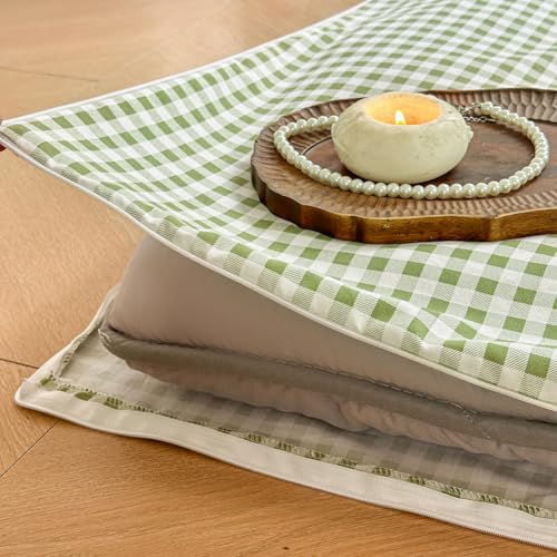Sage Green Gingham Japanese Floor Mattress Futon Cover, Full - color: Sage Green Gingham, size: Full