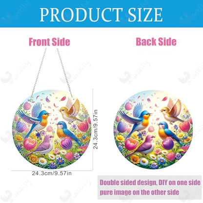 Yunzlly DIY Hanging Diamond Art Pendant Kit, Special Crystal Christmas Diamonds Painting Ornament Kit for Adults, 9.8x9.8inch Acrylic Board Gem Painting Box Kit (Birds) - color: Birds