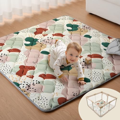 Blissful Diary Baby Play Mats for Floor, 50x50 Inch Crawling Mat for Playpen, Thick Padding Foam Playmats for Babies and Toddlers, Modern Abstract - color: Modern Abstract, size: 50" X 50"