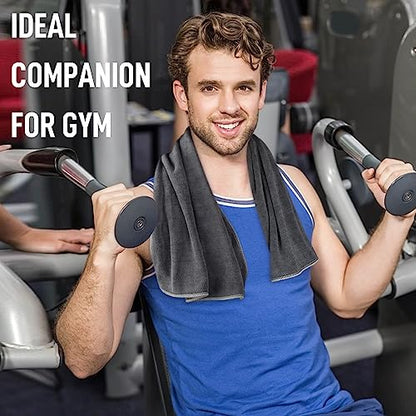SINLAND Microfiber Gym Towels, Workout Sweat Towel 16x32In - color: Blue Orichid+slate Grey+chartreuse