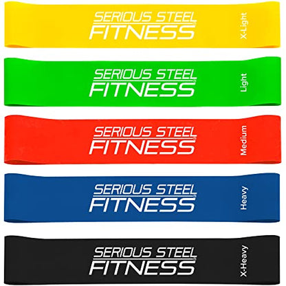 Serious Steel Fitness Mini Resistance Loop Bands | Rehab and Prehab Stretch Bands | 12" Exercise Workout Bands (Sets of 5 Pack and Sets of 10 Pack Trainer Options Available!) - color: 12" Mini Bands