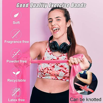 Resistance Bands Set for Physical Therapy, Rehab, Yoga and Pilates - color: Gradient Pink 5-80lbs