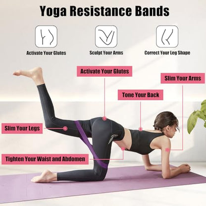 5 Packs Exercise Resistance Bands,Loop Bands for Workout, Fitness Training Band Stretch for Yoga Pilates Strength - color: Pink Gradient