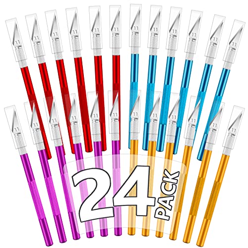 JETMORE 24 Pack Exacto Knives Bulk, Multicolor Craft Knife Set | Durable metal handles suit classrooms, workshops and group projects, Exacto knife sets support cutting, carving and trimming - color: Multicolored, size: 24 Pack
