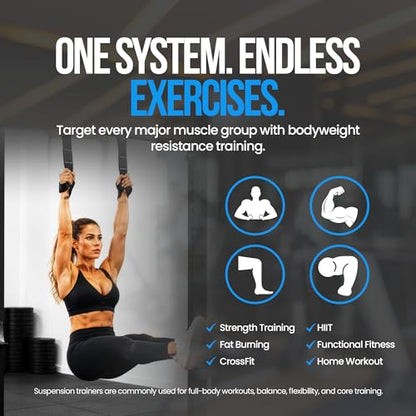 Suspension Trainer Straps, Premium Nylon Bodyweight Suspension Straps