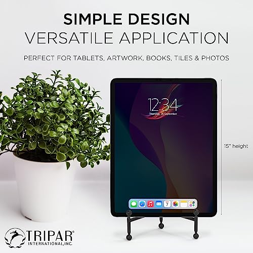 TRIPAR Modern Tripod Easel Display, Black Finish - Lightweight & Durable Design - Perfect for Displaying Decorative Pictures, Artwork, Plates, Tiles, & More (12 Inch) - size: 12 Inch