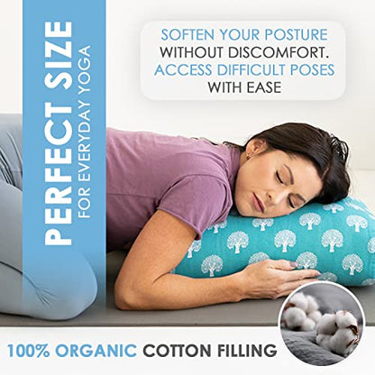 Y O GAYO Yoga Bolster - Made with 100% Cotton, Yoga Pillow Set Includes Extra Washable Cover and Carry Bag - color: Travel Size (18 x 11 x 6.5 in)