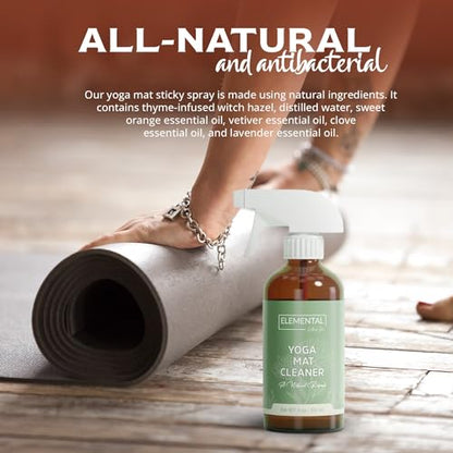 Elemental Wellness Yoga Mat Cleaner Spray – Natural Deodorizer with Essential Oils – Non-Toxic, Fresh Scent – Safe for All Mats, Gym Equipment & Accessories – 8 oz