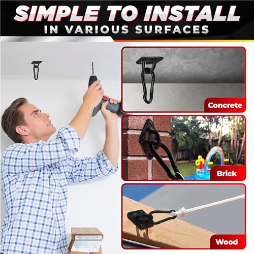 1700LB M10 Stainless Steel Pad Eye Hook+10MM Snap Hook, Hammock Hanging Kit