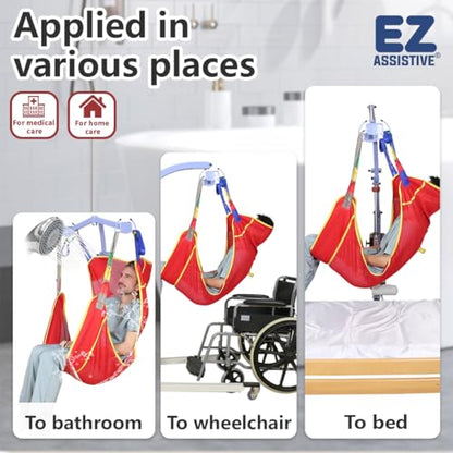 EZ Assistive Universal Full Body Patient Lift Sling for Patient Lift or Transfer, Lift Sling with Mesh Fabric Suitable for Bedridden,Elderly or Disabled to Bathing - size: Medium-Red