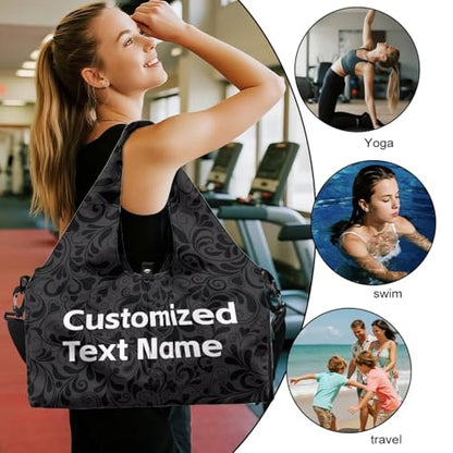 Yoga Gym Bag with Removable Adjustable Shoulder Strap, Shoe Compartment & Top Yoga Mat Holder 17.72x8.66x9.84in - color: A Customized Text Name