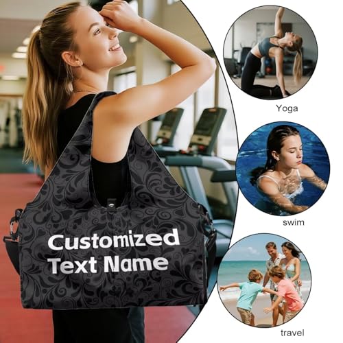Yoga Gym Bag with Removable Adjustable Shoulder Strap, Shoe Compartment & Top Yoga Mat Holder 17.72x8.66x9.84in - color: A Customized Text Name