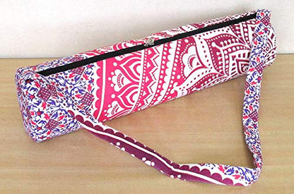 INDIAN CRAFT CASTLE ICC Yoga Mat Bag Carrier Full-Zip Exercise Yoga Mat Carry Bag for Women Men with Multi-Functional Storage Pockets and Adjustable Shoulder Strap 26X6 Inches - style: Pink Ombre Half