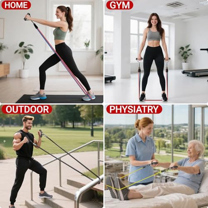 READAEER Resistance Bands, 10-150 LBS Exercise Bands with Handles, Ankle Straps & Door Anchor, Adjustable Workout Bands for Full Body Strength Training, Home, Gym & Travel - size: 25-300LBS