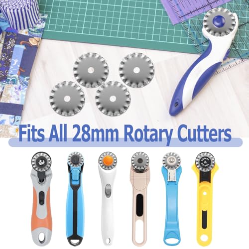 Mesee 5Pcs Pinking Rotary Cutter Blades 28mm Wave Rotary Blade Set Decorative Edge Blades Replacement Refill Quilting Cutting Tool Accessories for Sewing Fabric Leather Paper Arts Crafts