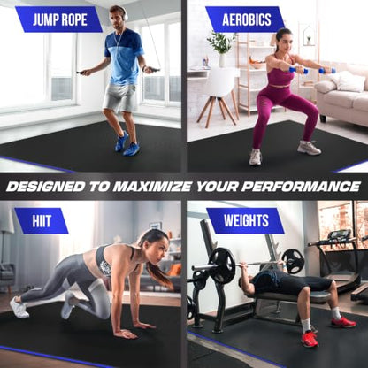 Sensu Large Exercise Mat – Extra Thick Non-Slip Workout Mat for Home Gym, Durable Shoe-Friendly Fitness Mat for Strength Training, Stretching, Cardio, and Balance Workouts (Multiple Sizes) - size: 7' x 5' x 8.5mm