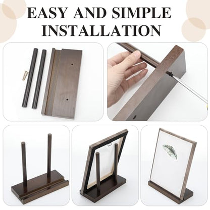 RattanView Tabletop Wooden Display Stand Wooden Easel Book Display Holder Artwork Storage Rack for Picture Plate Frame Albums Record Magazine Tablet Canvas Board(7.8 x 3.5 x 7.8 Inch) - size: 7.8 x 3.5 x 7.8 Inch