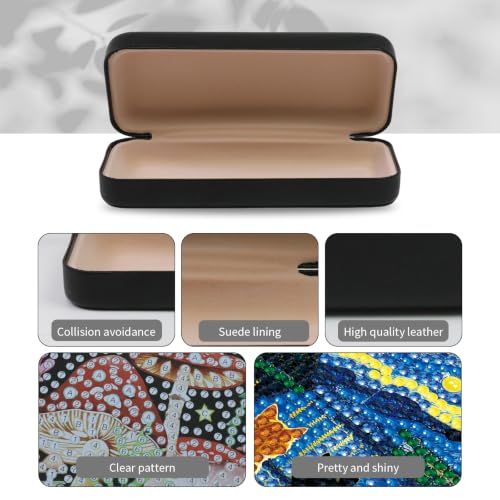 FlyingMage Cat Diamond Art Painting Kit, Hard Shell Eyeglasses Glasses Case | Starry Night DIY 5D Diamond Dots, Small Gem Art Painting Kits, Cute Rhinestone Sunglasses Case for Adults Beginner Women - color: Navy Starry Night Cat