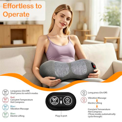Upgraded Smooth Spine Triple Fusion Back Massager with Heat - Sciatica Pain Relief & Spine Decompression Device, Deep Tissue Massager for Lower Back Pain, Office Chair and Home Use - color: Back