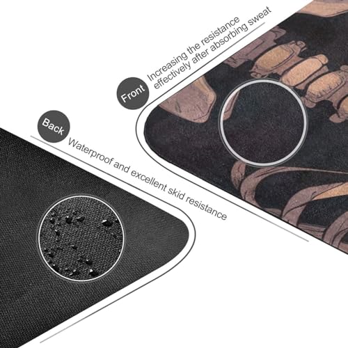 Funny Halloween Skeleton Yoga Mat, 71 x 26 Inch Non-slip Yoga Mats Folding Travel Exercise Mat Indoor Outdoor Gym Pilates with Storage Bag for Women Men