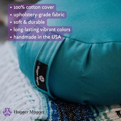 Hugger Mugger Zafu Meditation Cushion - Support in Cross-Legged Sitting, Buckwheat Filled, Durable Fabric, Convenient Handle, Handmade in USA - color: Black
