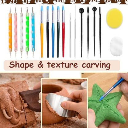 50PCS Clay Sculpting Tools Set with Storage Bag, Pottery Tools for Adult | Beginners-Friendly, All-In-One Complete Kit, Clay Modeling Tools for Pottery, Dotting, Molding, Shaping, Detailing - color: Redwood