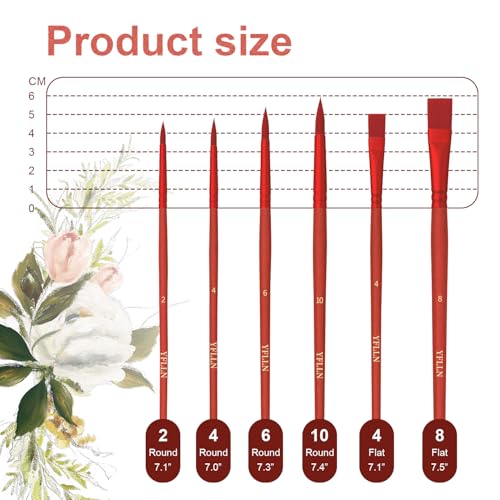 Red Face Paint Brushes Set, 6 Pcs Professional Artist & Watercolor Brushes for Adults, Fine Tip for Acrylic Oil Painting, Crafts, Nail Art - color: Red
