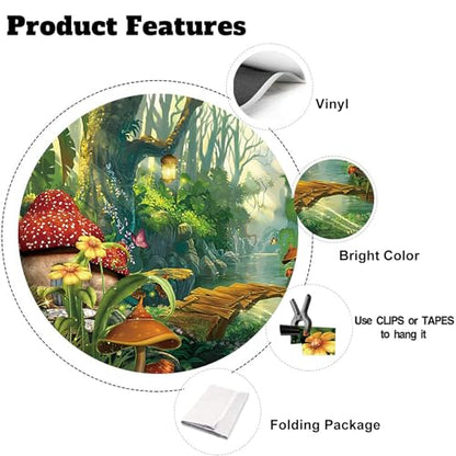 Yeele 12x8ft Enchanted Forest Photo Backdrop Spring Mushroom Wonderland Fairy House Photography Background Girl Room Wall Decorations Birthday Baby Shower Banner Photo Props - size: 12x8ft