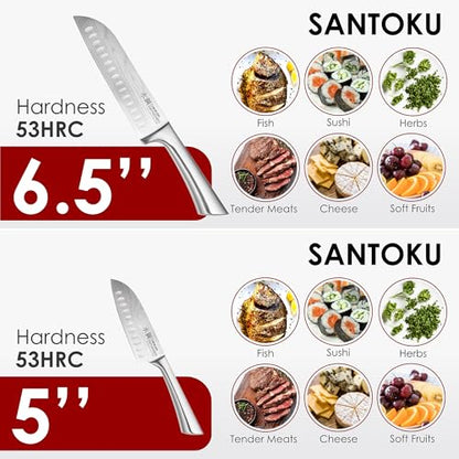 Cuisine::pro Damashiro Knife Block (Kumi, 7-Piece Chef Knife Set) - Japanese Steel Knife - Magnetic Knife Block- Damascus-Inspired Blade Kitchen Knives - size: 7-Piece Block