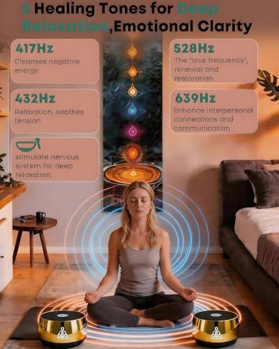 M3 Zen Frequency Sound Machine，Portable Meditation Chime for Calm | Anxiety Relief & Sleep Aid | Screen-Free Alternative to Kinetic Sand Art | Includes Carry Bag - color: Gold