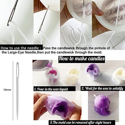 13 PCS Flower Silicone Candle Mold Flower Molds Candle Making Molds with Large-Eye Wicking Needle,Candlewick for Soy Wax, Beeswax, Candle Making Resin Cake Mold Clay Making Molds - color: 13 PCS Flower Set