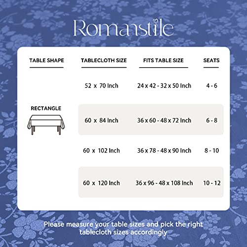 Romanstile Waterproof Vinyl Tablecloth Rectangle, 52 x 70 Inch, Rose Navy Blue - color: Rose Navy Blue, size: 52" x 70" (Rectangular)