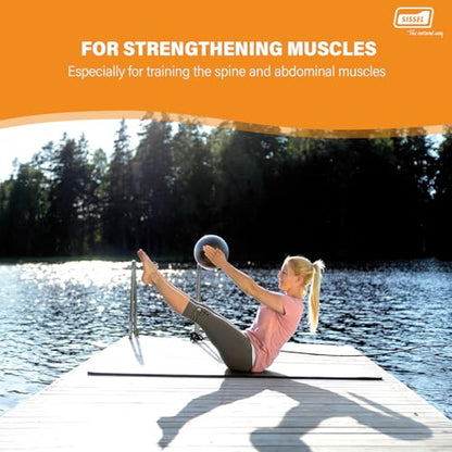 SISSEL Pilates Soft Ball Gray | 8.5 in | Phthalate- & Latex-Free PVC | for Deep Relaxation & Muscle Strengthening | 340 lbs Capacity | Includes Exercise Guide - color: Blue, size: 8.7"