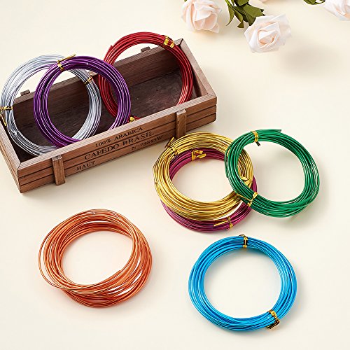 Kissitty 12 Gauge (2mm) Aluminum Craft Wire 8 Colors Coil Jewelry Floral Making Beading Wire 19 Feet/Roll for Christmas Craft Making