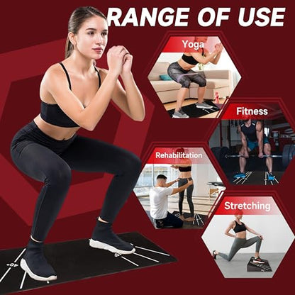 Squat Wedge 15°-40° Slant Board with 5 Resistance Bands - Extra-Wide, Non-Slip Board for Deep Squats & Calf Stretching - 1000lb Capacity