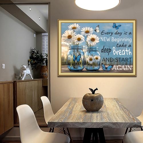 DIYDECORFUN 5D Diamond Art Kits for Adults,Inspirational Daisy Diamond Painting Kits for Beginners, Round Full Drill Gem Painting Adults Paint by Diamonds Dots DIY Crafts Home Wall Decor 12x16IN - color: QD93