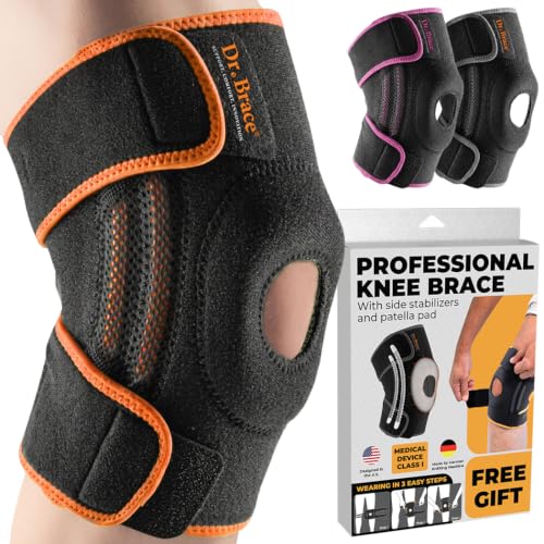 DR. BRACE ELITE Knee Brace with Side Stabilizers & Patella Gel Pads for Maximum Knee Pain Support and fast recovery for men and women-Please Check How To Size Video (Mars, Large) - color: Mars, size: Large