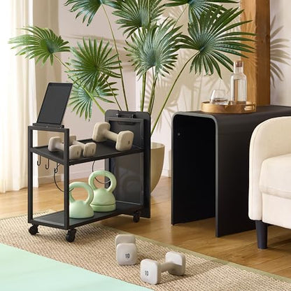 SEI Furniture - Sidekick Sport Equipment Rolling Rack - Transitional Design, Black Metal and Wood - Ideal for Bedroom, Living Room (HZ0122) - color: Black