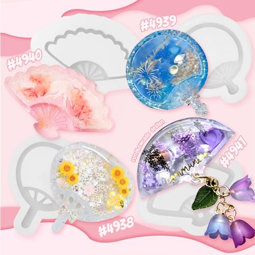 Resin Shaker Molds Hand Fan Set with Films for Kawaii Keychain Charms - color: Hand Fan