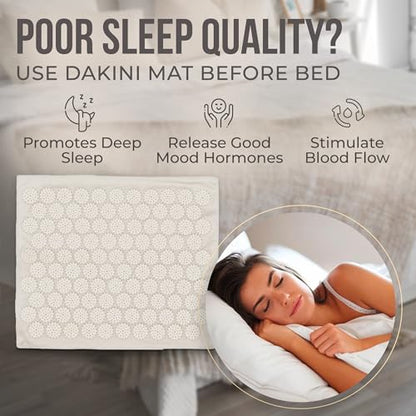 Acupressure Mat and Pillow Set with Mini Pad – Full Body Pain Relief | Mini pad targets hard-to-reach areas like feet, hands and neck for precise pressure relief - color: Natural Cotton