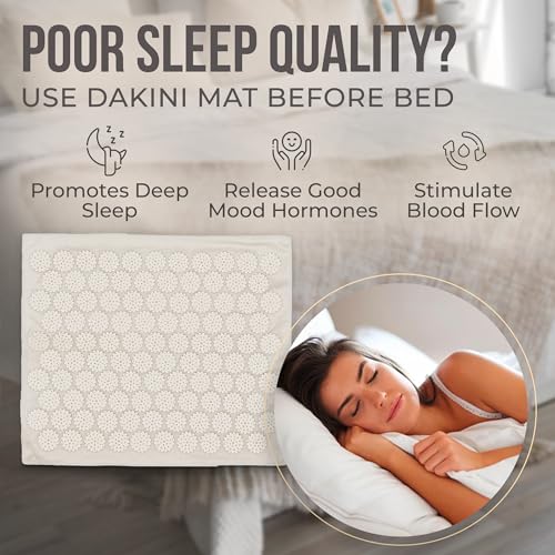 Acupressure Mat and Pillow Set with Mini Pad – Full Body Pain Relief | Mini pad targets hard-to-reach areas like feet, hands and neck for precise pressure relief - color: Natural Cotton