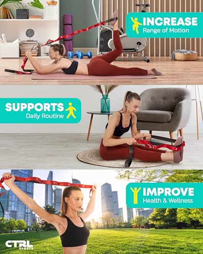 Stretching Strap with Loops, Non Elastic Stretch Band for Physical Therapy